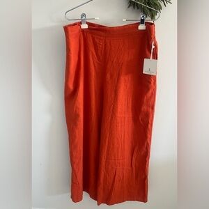 New nwt Linen blend burnt orange flowy pants wide leg  jl jules leopold xl